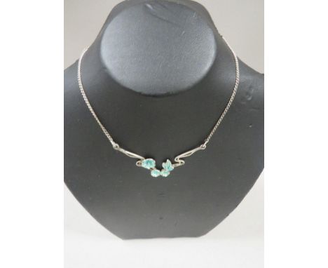 A SILVER RING AND SILVER AND ENAMEL ART NOUVEAU NECKLACE 