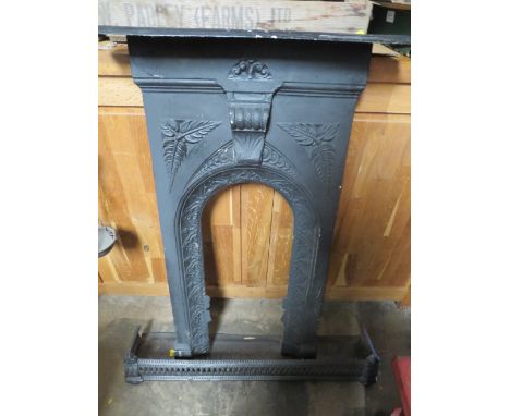 A VINTAGE CAST FIREPLACE AND FENDER 