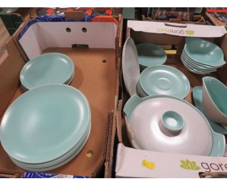 TWO TRAYS OF POOLE TWINTONE DINNERWARE 