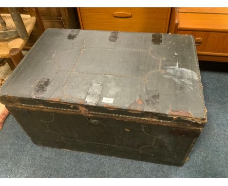 A vintage banded studded trunk W 76 cm 