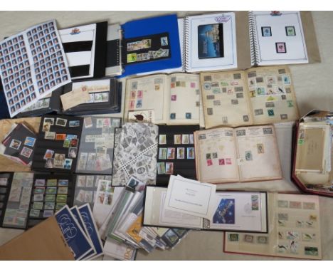 FOUR LARGE ALBUMS OF STAMPS, mainly Royal Wedding / Charles &amp; Di etc., plus a further eight smaller stamp albums and a ti