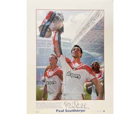 Sport signed print Collection. Paul Sculthorpe (St Helens Captain) Signed 16 x 12-inch Big Blueprint. Limited Edition 222/500