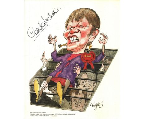 Glenda Jackson signed 14x12 inch approx. caricature print 44/50. Good condition Est. Good condition. All autographs come with