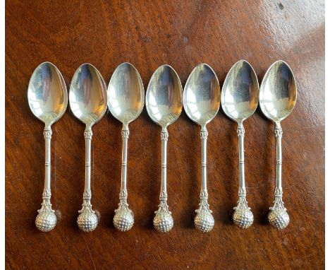 6 (+1) Silver Golf ball coffee spoons.&nbsp; Sheffield 1982. 67g.
