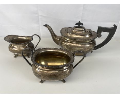 3 Piece Silver Tea Set, Sheffield 1930.&nbsp; Viners Limited.&nbsp; 1360g