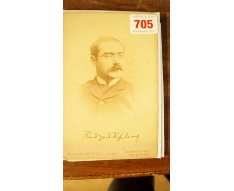 KIPLING (Rudyard): an original cabinet-card portrait photograph of Kipling by Elliott & Fry of 55 Baker Street London, a youn