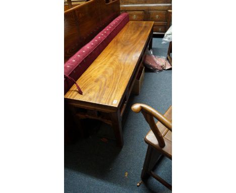 A Chinese carved wood long bench, 193cm wide.