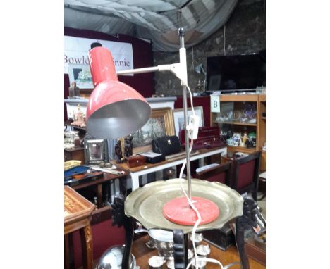 A 1960s  Red  Angle Poised Light with chrome and plastic  riser. 
