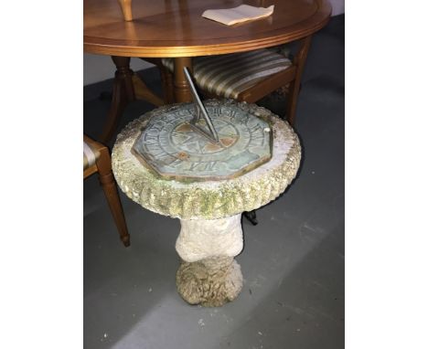 A Garden pedestal sun dial/ compass. Measures 67cm in height 