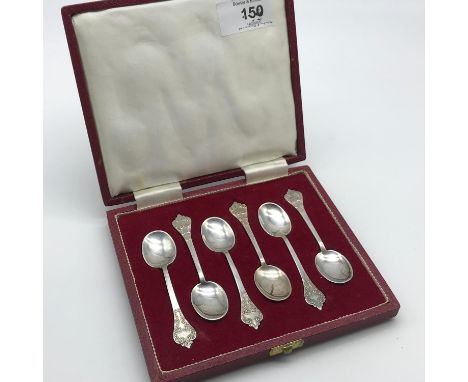 A Lot of 6 Sheffield silver tea spoons, ornately designed backs and tips. Makers Francis Howard Ltd and dated 1972. Comes wit