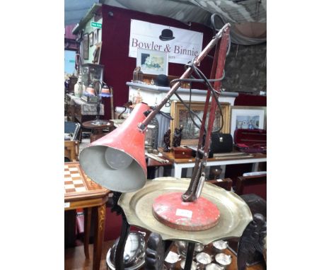 A Vintage 1950/1960s Red Angle Poised Light with crome springs 