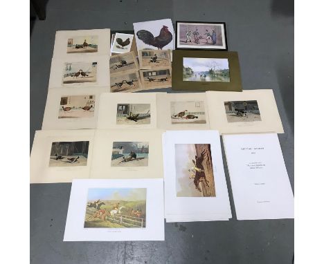 A Collection of antique and reprint prints, To include Fighting cock prints by R Ackermann and prints of British Sports 1821 