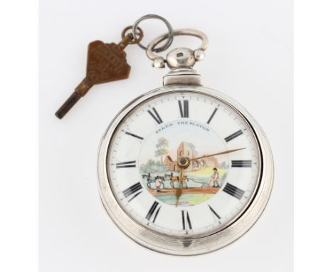 A pair cased Victorian silver verge movement open face key wind pocket watch, the enamel dial having hourly Roman numeral mar