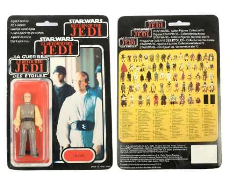 Palitoy Star Wars vintage Return of the Jedi Tri-Logo Lobot 3 3/4" figure, Mint, within Good Plus to Excellent (dented) bubbl