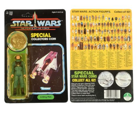 Kenner Star Wars vintage The Power of the Force A-Wing Pilot 3 3/4" figure, Mint, within Excellent (yellowed) bubble, upon Ex