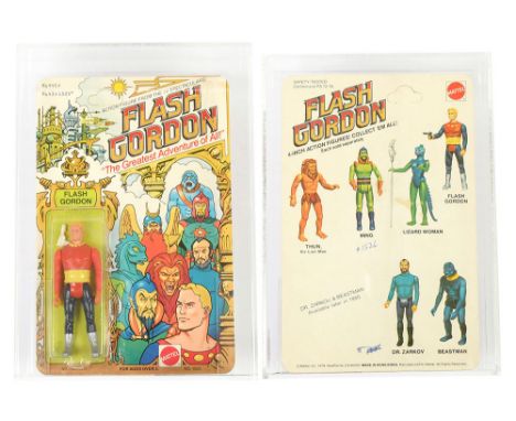 Mattel vintage Flash Gordon 3 3/4" figure, UKG Graded 80% Card 80 Bubble 80 Figure 80, upon un-punched 6 back card.