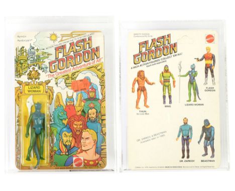 Mattel vintage Flash Gordon Lizard Woman 3 3/4" figure, UKG Graded 85% Card 80 Bubble 85 Figure 90, upon un-punched 6 back ca