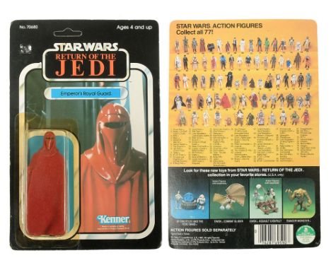 Kenner Star Wars vintage Return of the Jedi Emperor's Royal Guard 3 3/4" figure, Mint, within Excellent (yellow) bubble, upon