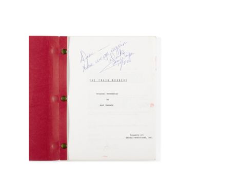 A John Wayne-signed script of The Train RobbersWarner Bros., 1973. Mimeographic manuscript, screenplay by Burt Kennedy, 105 p