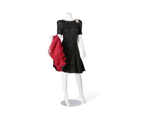 A Mitzi Gaynor dress worn at the premiere of her Public Television documentary, designed by Bob MackieBlack short-sleeved she