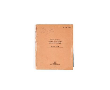 A Mitzi Gaynor personal script of There's No Business Like Show BusinessTwentieth Century-Fox, 1954. Mimeographed manuscript,