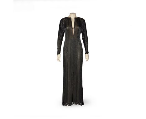A Lauren Bacall stage-worn gown from Applause and the Tony AwardsFull-length black evening gown completely adorned with verti