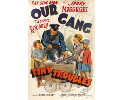 Tiny TroublesMGM, 1939. U.S. one sheet poster, rolled, with red hand-painted promotional information on the poster. During th