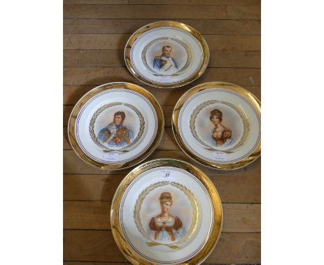 Four Bing & Grondahl circular cabinet plates, each depicting portrait busts of Napoleon Bonaparte, possibly Murat Marshall, J