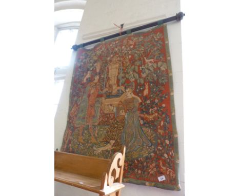 A French tapestry wall hanging Le Roman de la Rose.