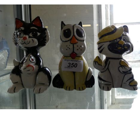 Three decorative Lorna Bailey ceramic models of cats 