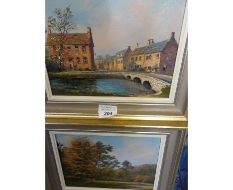 George Horne (20th Century) pair of oils on panels, the first depicting landscape scene, the second depicting country lane