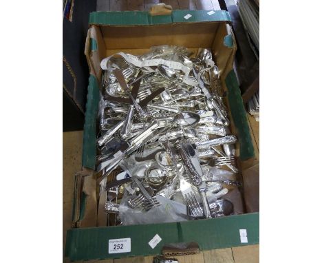 A large quantity of silver-plated flatware.
