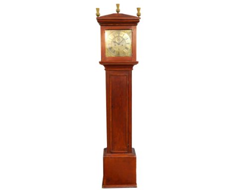 EIGHT DAY LONGCASE CLOCK
with a brass square dial marked 'William Tomlinson, London', with a subsidiary dial and date apertur