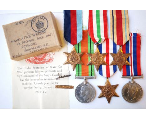 WWII BRITISH MEDAL GROUP
comprising 1939-45 Star; Africa Star with loose '1st Army' clasp; Italy Star; France and Germany Sta