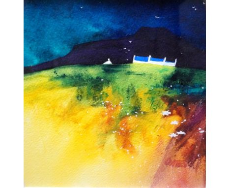 MARTIN OATES (Scottish)
Last Light Wester Ross, watercolour, signed, 17.5cm x 17.5cm 
