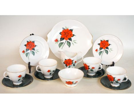 ROYAL ALBERT 'TAHITI' PART TEA SET
comprising five cups; six saucers; six sideplates; cakeplate; sugar basin and milk jug (20