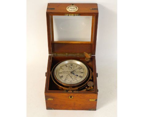 1930's MAHOGANY CASED MARINE CHRONOMETER
signed 'Kelvin, Bottomley & Baird, Hillington, Glasgow S.W.2.', numbered '15246', wi