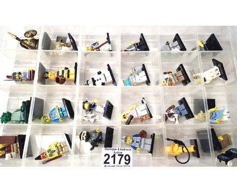 Box of twenty four assorted Lego mini figures. P&amp;P Group 2 (£18+VAT for the first lot and £3+VAT for subsequent lots) 