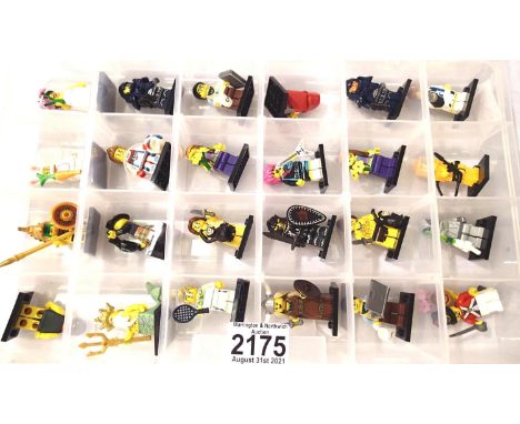 Box of twenty four assorted Lego mini figures. P&amp;P Group 2 (£18+VAT for the first lot and £3+VAT for subsequent lots) 