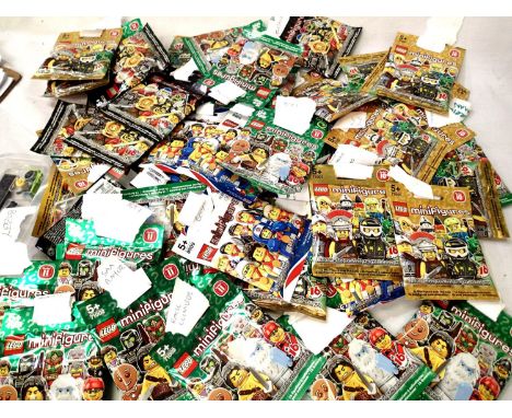 Approximately fifty Lego figures in sealed packets. P&amp;P Group 3 (£25+VAT for the first lot and £5+VAT for subsequent lots