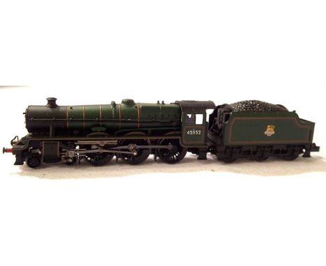 Farish/Bachmann Jubilee 45552 BR Green, Early Crest, in good condition, missing nameplates, box fair. P&amp;P Group 1 (£14+VA