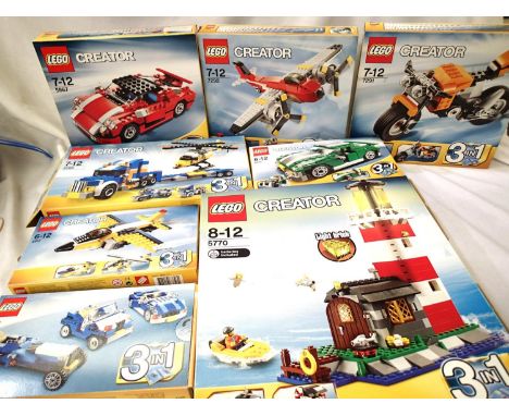 Eight Lego Creator kits, all built and disassembled, appear complete. P&amp;P Group 2 (£18+VAT for the first lot and £3+VAT f