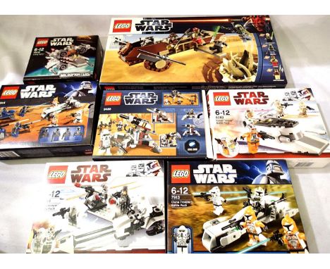 Seven Lego Star Wars kits, all built and disassembled, appears complete. P&amp;P Group 3 (£25+VAT for the first lot and £5+VA