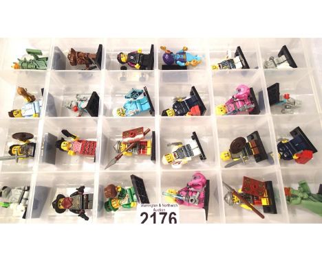 Box of twenty four assorted Lego mini figures. P&amp;P Group 2 (£18+VAT for the first lot and £3+VAT for subsequent lots) 