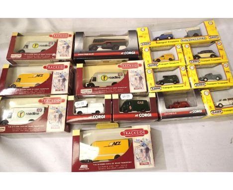 Fifteen OO scale vehicles, vans and cars, Trackside and Classix, mostly in excellent condition, boxed. P&amp;P Group 2 (£18+V