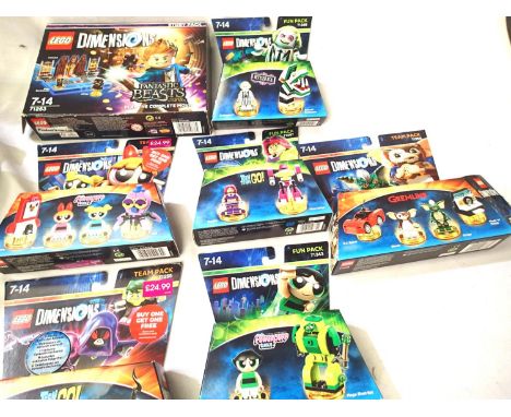 Seven Lego Dimensions boxed sets, five sealed. P&amp;P Group 1 (£14+VAT for the first lot and £1+VAT for subsequent lots) 