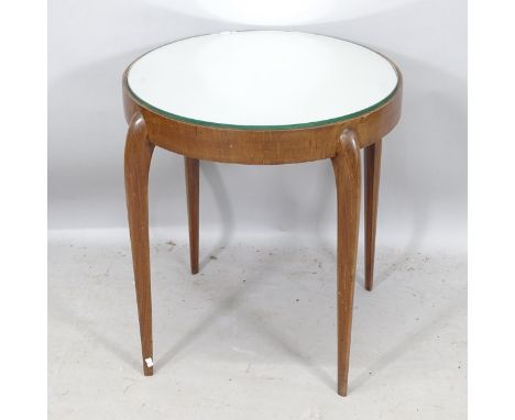 A mid-century Italian Art Deco mirror-topped side or lamp table 