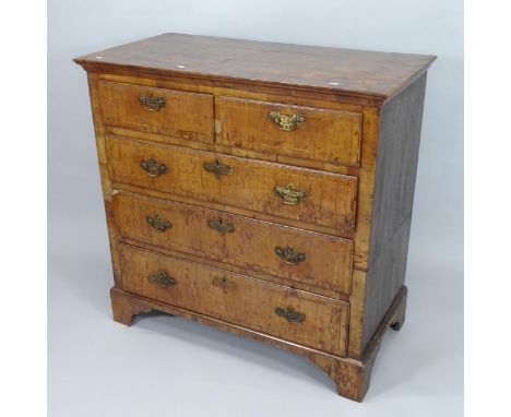 A 19th century crossbanded Walnut chest of 2 short and 3 long drawers, on bracket feet, 111cm x 109cm x 56cmChest has been mo