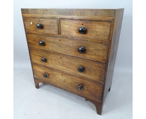 A 19th century crossbanded mahogany chest of 2 short and 3 long drawers, on bracket feet, 102cm x 110cm x 50cm 