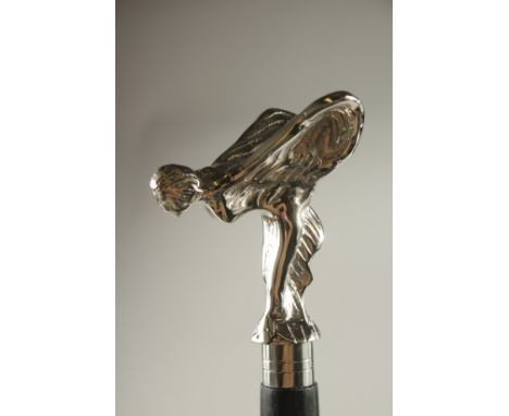 A CHROME HANDLE WALKING STICK "SPIRIT OF ECTASY".